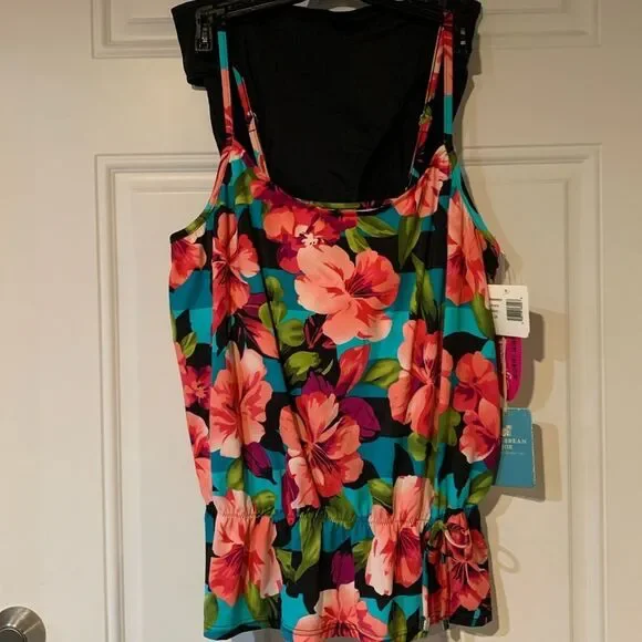 Caribbean Joe Floral Women’s Takini Two Piece Swimsuit NWT - Picture 3 of 10